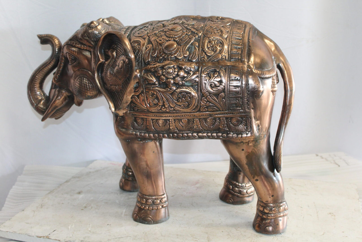 Aluminum Elephant Statue with Antique Design In Bronze Finish 28" x 13" x 19"H
