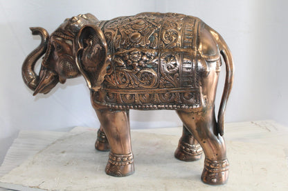 Aluminum Elephant Statue with Antique Design In Bronze Finish 28" x 13" x 19"H