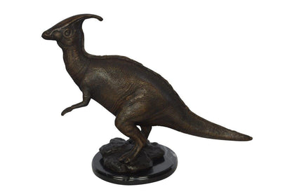 Parasaur Dinosaur Bronze Statue -  Size: 11"L x 23"W x 18"H.