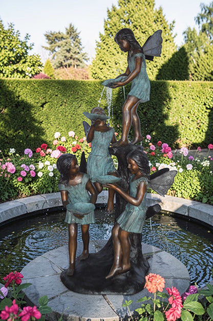 Four Angels Playing Bronze Statue Fountain  -  Size: 35"L x 28"W x 66"H.