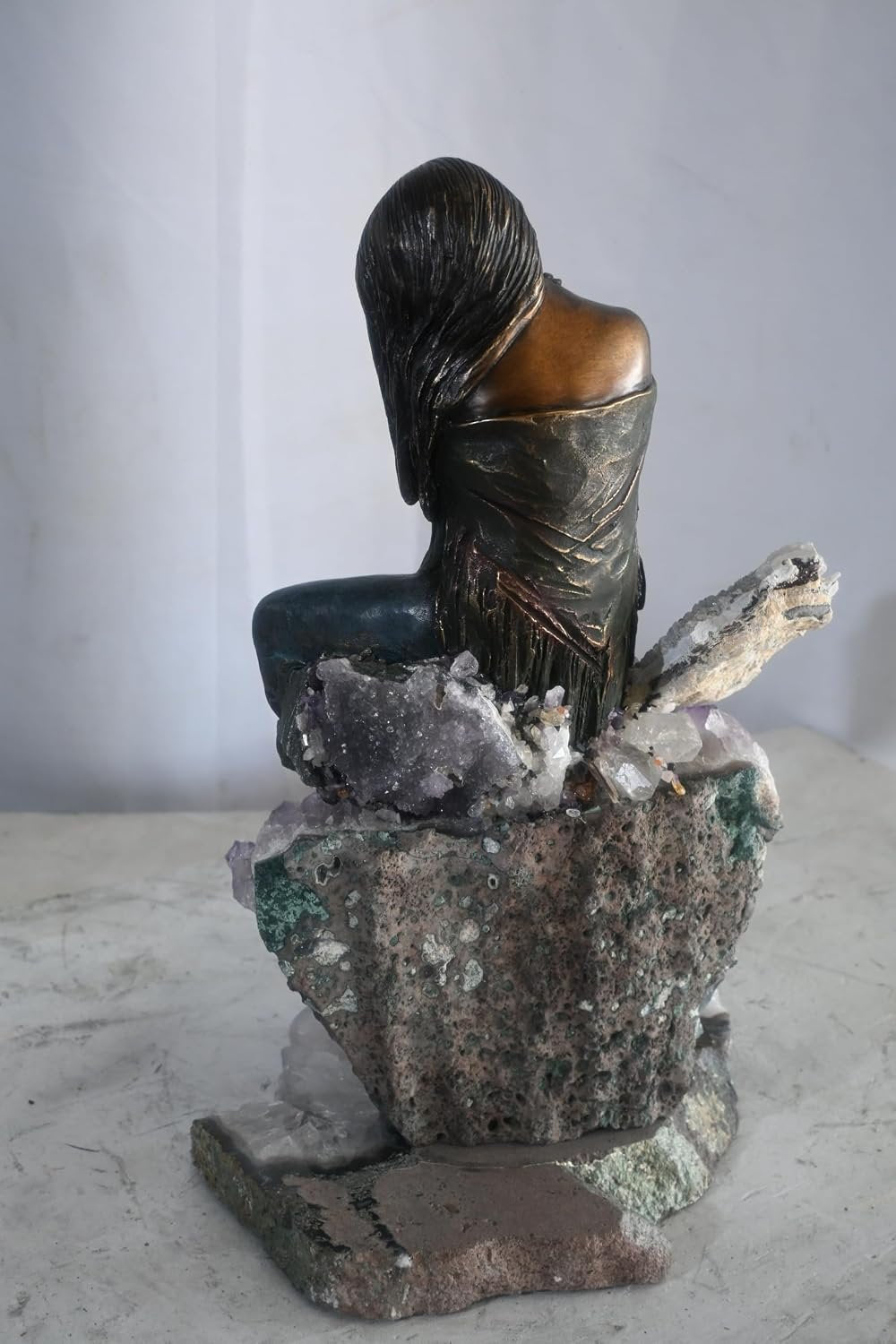 Manel Vidal Evenfall Bronze Maiden on Amethyst Ebano Art 12"x10"x17"H