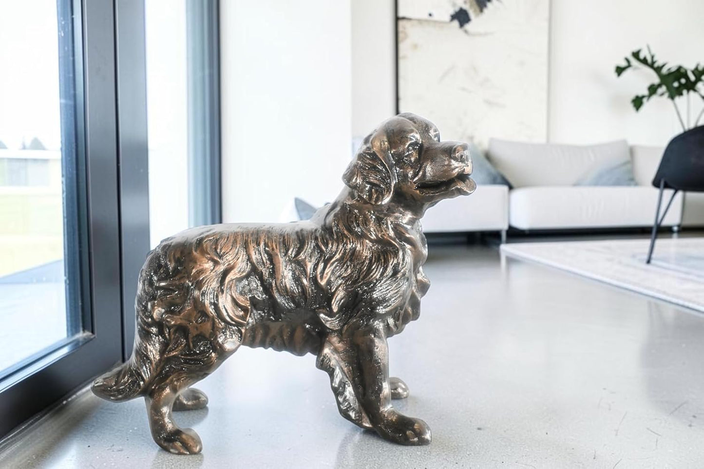 Standing Golden Retriever Handcrafted Aluminum Dog Decor 23"x12"x21"H