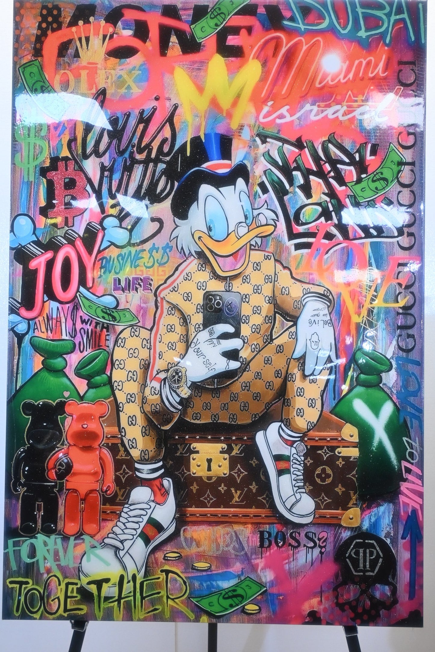 Giant Wealthy Duck Luxury Graffiti Resin Canvas 50"x69"