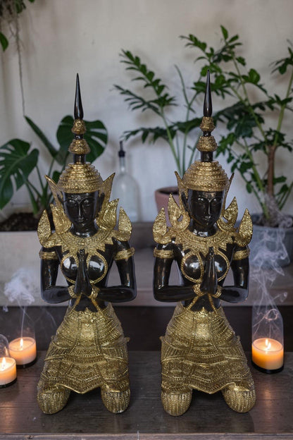 Thepphanom Made of Bronze with gold finish statue Size: 9" x 10" x 29"H