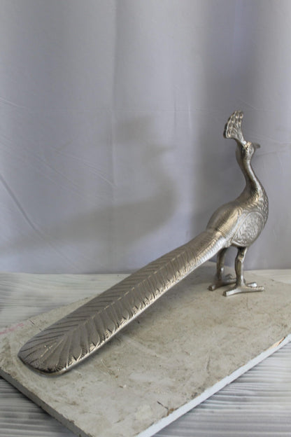 Elegant Aluminum Peacock Statue, Graceful Home Decor 33" x 7" x 20"H