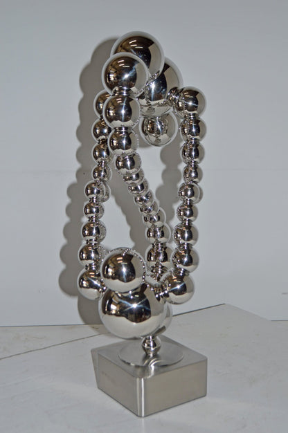 Modern Art Abstract Made of Chrome Balls Statue - Size: 11"L x 10"W x 22"H.