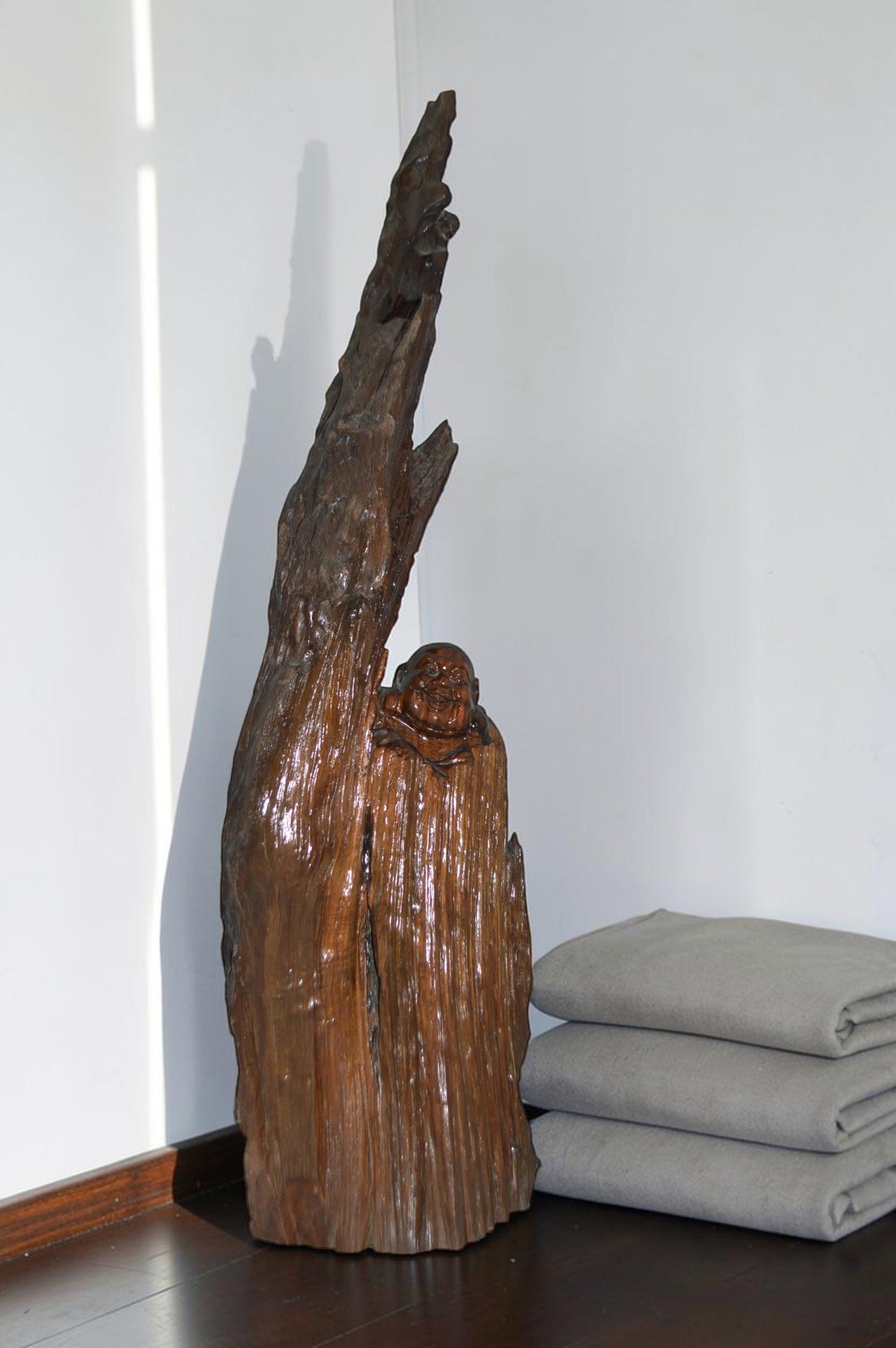 Wood Carved Buddha CC4 -  Size: 15"L x 10"W x 45"H.