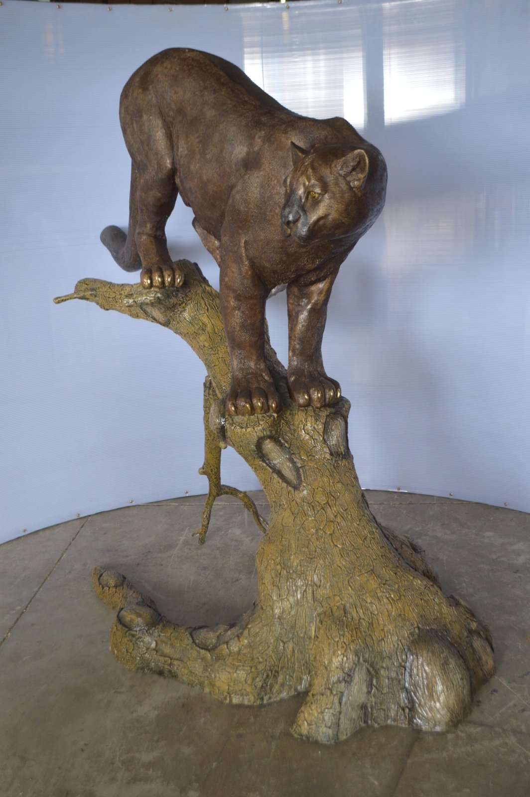 Mountain Lion Bronze Statue -  Size: 73"L x 41"W x 65"H.