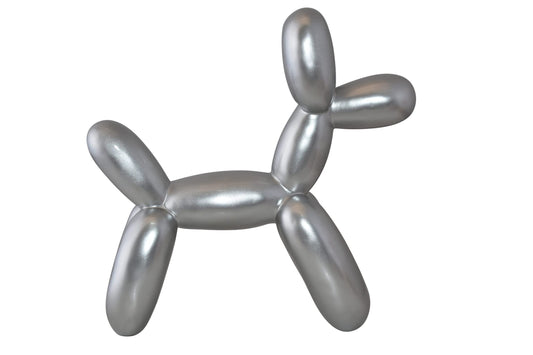 Silver Finish Balloon Dog Statue Made of Resin Size: 16" x 6" x 15"H
