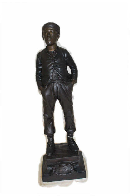 Boy standing Bronze Statue -  Size: 7.5"L x 7.5"W x 23.5"H. 