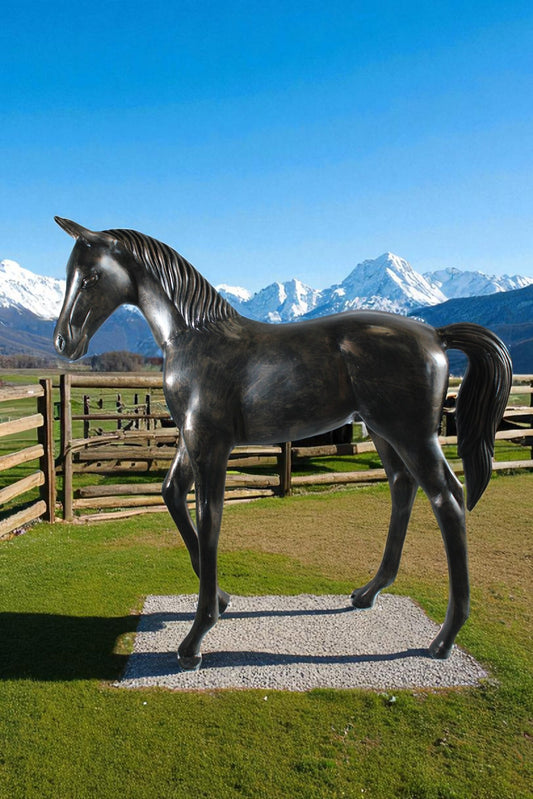 NIFAO Life-Size Aluminum Arabian Colt Horse Statue – Indoor & Outdoor Decorative Sculpture – 50" x 15" x 52"