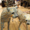 Pair of Golden-Plated Cheetahs Bronze Statue -  Size: 58"L x 10"W x 31"H.