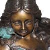 Angel sitting on Column Bronze Statue -  Size: 10"L x 9"W x 22"H.