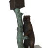 Bear beside a Tree with Mailbox Bronze Statue -  Size: 19"L x 20"W x 50"H.