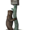 Bear beside a Tree with Mailbox Bronze Statue -  Size: 19"L x 20"W x 50"H.