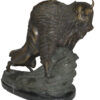 Bison Bronze Statue -  Size: 7"L x 14"W x 15"H.