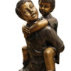 Boy Giving Girl Piggyback Ride Bronze Statue -  Size: 23"L x 16"W x 46"H.