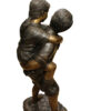 Boy Giving Girl Piggyback Ride Bronze Statue -  Size: 23"L x 16"W x 46"H.