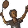 Boy Playing Tennis Bronze Statue -  Size: 12"L x 8"W x 25"H.