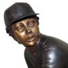 Boy plays baseball Bronze Statue -  Size: 22"L x 12"W x 36"H.