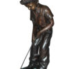 Boy plays golf Bronze Statue -  Size: 14"L x 18"W x 37"H.