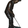 Boy plays golf Bronze Statue -  Size: 14"L x 18"W x 37"H.