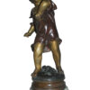 Boy standing Bronze Statue on Marble base -  Size: 10"L x 12"W x 26"H.