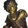 Boy standing Bronze Statue on Marble base -  Size: 10"L x 12"W x 26"H.