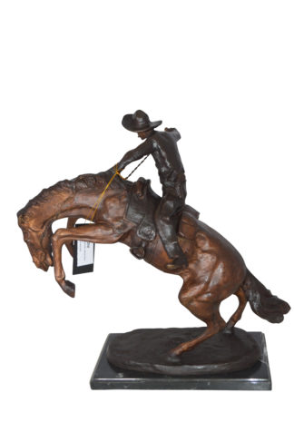 Bronco Buster Bronze Statue by Remington -  Size: 9"L x 24"W x 21"H.