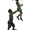 Children-on-swing-Bronze-Statue -  Size: 20"L x 9"W x 39"H.