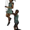 Children-on-swing-Bronze-Statue -  Size: 20"L x 9"W x 39"H.