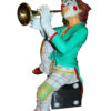 Colorful Clown Playing Instrument Bronze Statue -  Size: 18"L x 13"W x 31"H.