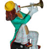 Colorful Clown Playing Instrument Bronze Statue -  Size: 18"L x 13"W x 31"H.