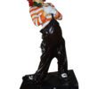 Standing clown with flowers - Bronze Statue -  Size: 21"L x 10.5"W x 38"H.