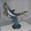 Shark Jumping off the water Bronze Statue -  Size: 14"L x 24"W x 28"H.