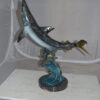 Shark Jumping off the water Bronze Statue -  Size: 14"L x 24"W x 28"H.