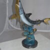 Shark Jumping off the water Bronze Statue -  Size: 14"L x 24"W x 28"H.