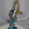 Shark Jumping off the water Bronze Statue -  Size: 14"L x 24"W x 28"H.