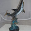 Shark Jumping off the water Bronze Statue -  Size: 14"L x 24"W x 28"H.