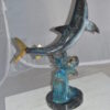 Shark Jumping off the water Bronze Statue -  Size: 14"L x 24"W x 28"H.