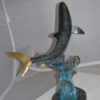 Shark Jumping off the water Bronze Statue -  Size: 14"L x 24"W x 28"H.