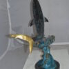 Shark Jumping off the water Bronze Statue -  Size: 14"L x 24"W x 28"H.