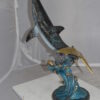 Shark Jumping off the water Bronze Statue -  Size: 14"L x 24"W x 28"H.