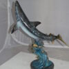 Shark Jumping off the water Bronze Statue -  Size: 14"L x 24"W x 28"H.