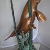 Two Large Manatees swimming Bronze Fountain Statue -  Size: 23"L x 42"W x 42"H.