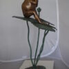 Frog on Lotus Bronze fountain Statue -  Size: 22"L x 20"W x 44"H.