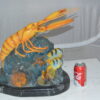 Lobster with Fish Bronze Statue -  Size: 9"L x 18"W x 16"H.