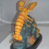 Lobster with Fish Bronze Statue -  Size: 9"L x 18"W x 16"H.