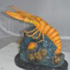 Lobster with Fish Bronze Statue -  Size: 9"L x 18"W x 16"H.