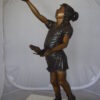 Girl - sandy, with two birds Bronze Statue -  Size: 25"L x 20"W x 42"H.